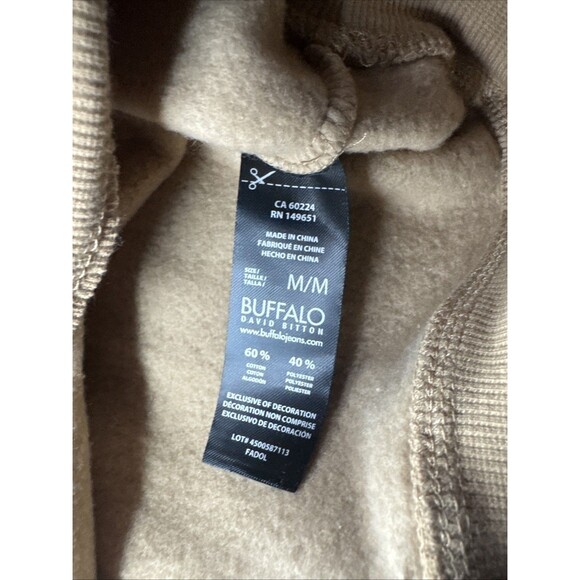 NWT Buffalo David Bitton Sweatshirt Hoodie Men's M Camel Embossed Pullover Logo - Picture 6 of 7
